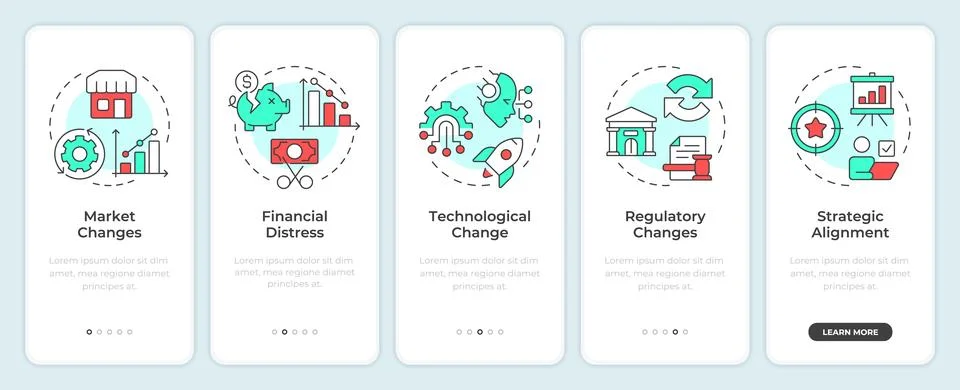 Primary restructuring causes onboarding mobile app screen Stock Illustration