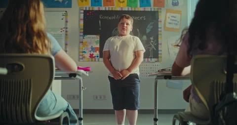 Primary School Boy Showcasing Knowledge ... | Stock Video | Pond5