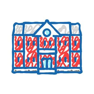 Primary school building icon doodle illustration Ilustración de archivo
