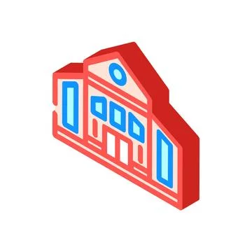 Primary school building isometric icon vector illustration Ilustración de archivo