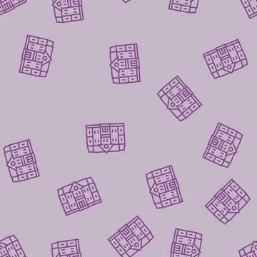 Primary school building line seamless pattern Stock Illustration