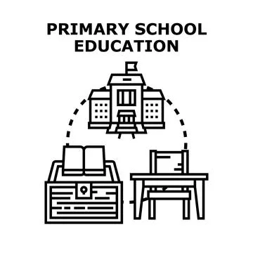 Primary school education developing young students knowledge Stock Illustration
