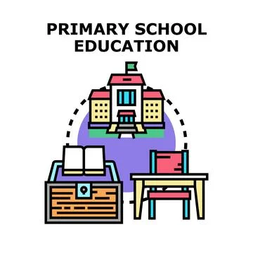 Primary school education developing young students knowledge Stock Illustration