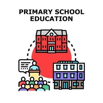 Primary school education system with teaching learning Stock Illustration