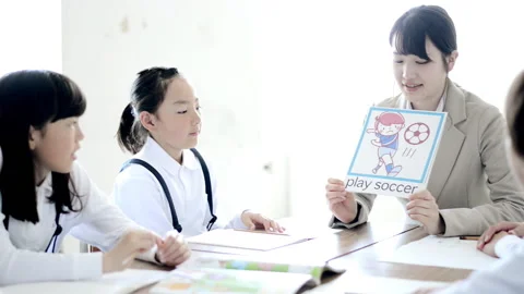 Primary school students who study English Stock Footage 161895387