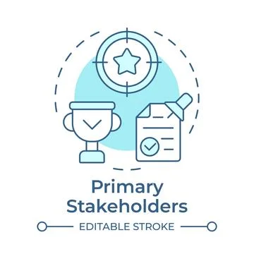 Primary stakeholders soft blue concept icon Stock Illustration