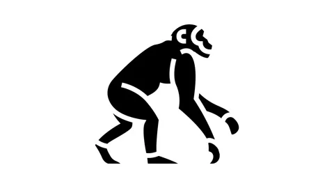 Primate ancestors human evolution glyph icon animation Stock Footage 326155536