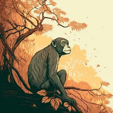 Primate monkey wild animal Stock Illustration
