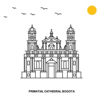 PRIMATIAL CATHEDRAL BOGOTA Monument. World Travel Natural illustration Backgr Ilustración de archivo