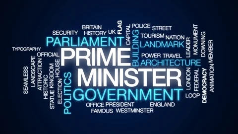 Prime minister animated word cloud. Kinetic typography. Stock Footage 105018321