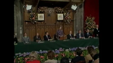 Prime Minister Thatcher Joint Statement on deliberations of Economic Summit-1984 Stock Footage 90456481