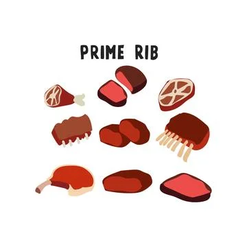 Prime Rib set vector Stock Illustration