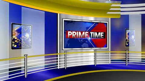 Prime time Virtual studio  News Stock Illustration