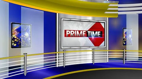 Prime time Virtual studio  News Stock Illustration