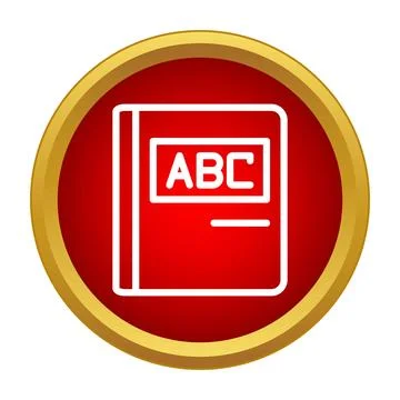 Primer book with abc letters inside red circle Stock Illustration