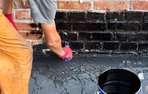 Priming brick wall Stock Photos