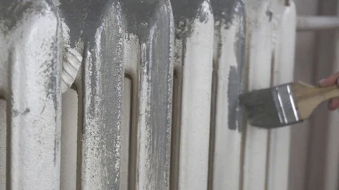 Priming heating batteries before painting Stock Footage 116129482