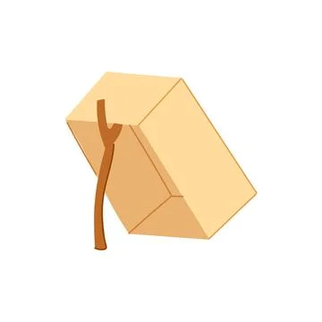Primitive animal trap box propped with stick Stock Illustration