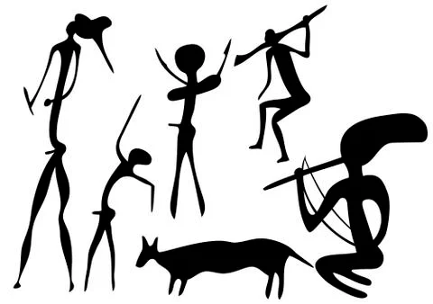 Primitive art - various figures Stock Illustration