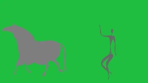 Primitive Drawn Man, Running after Horse:  Looping + Matte Видео 81756093