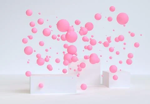 Primitive geometric shapes abstract background, pastel colors, 3D render. Stock Illustration