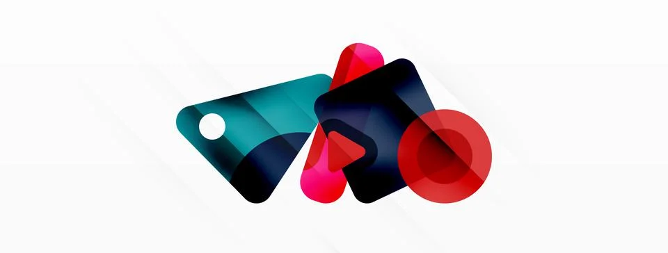 Primitive geometric shapes - line, triangle, square and circle composition イラスト素材