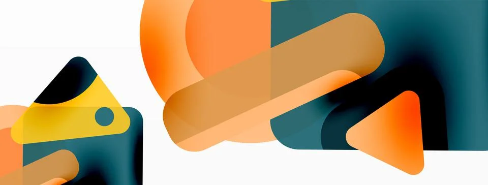Primitive geometric shapes - line, triangle, square and circle composition Stock Illustration