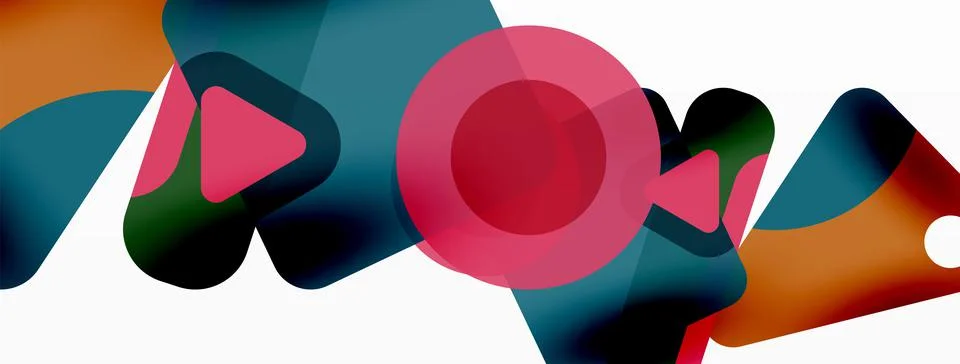 Primitive geometric shapes - line, triangle, square and circle composition Stock Illustration