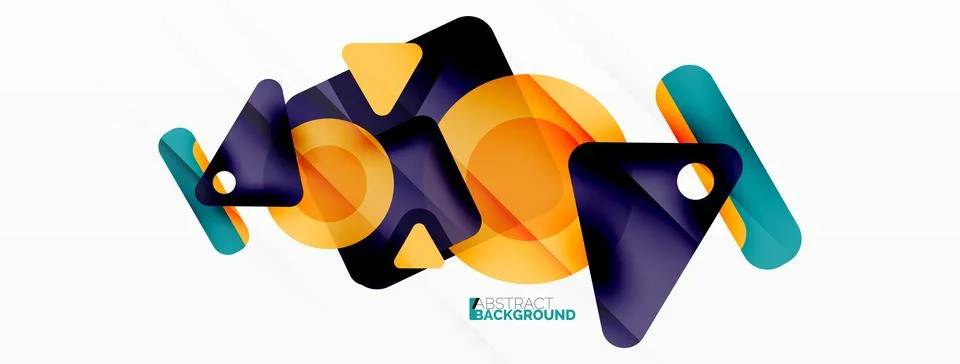 Primitive geometric shapes - line, triangle, square and circle composition Stock Illustration