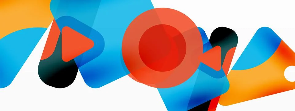 Primitive geometric shapes - line, triangle, square and circle composition Stock Illustration