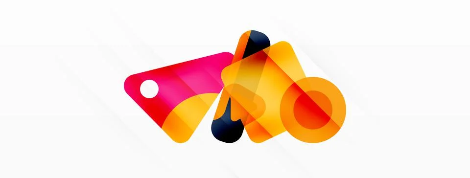 Primitive geometric shapes - line, triangle, square and circle composition Stock Illustration