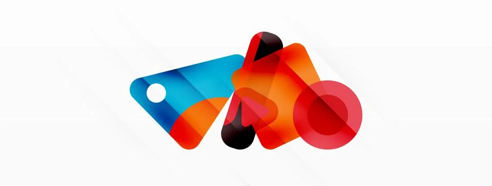 Primitive geometric shapes - line, triangle, square and circle composition 库存插图