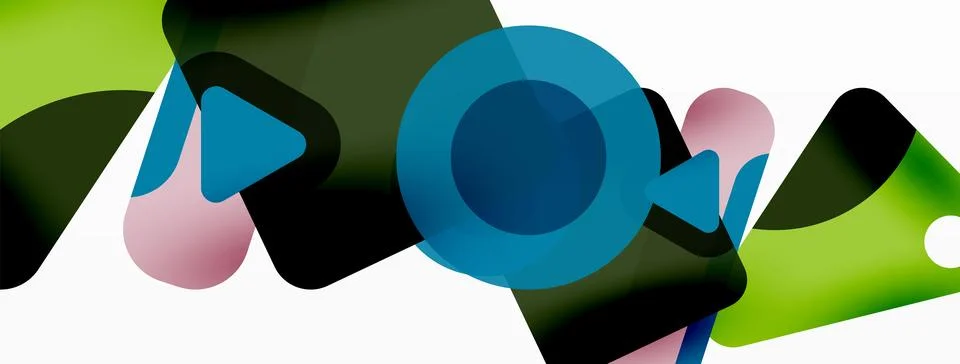 Primitive geometric shapes - line, triangle, square and circle composition Stock Illustration