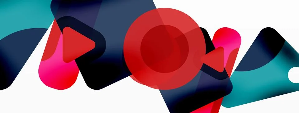 Primitive geometric shapes - line, triangle, square and circle composition 库存插图