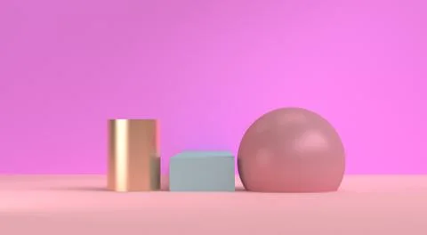 Primitive geometrical figures abstract background, pastel colors, 3D render. Stock Illustration