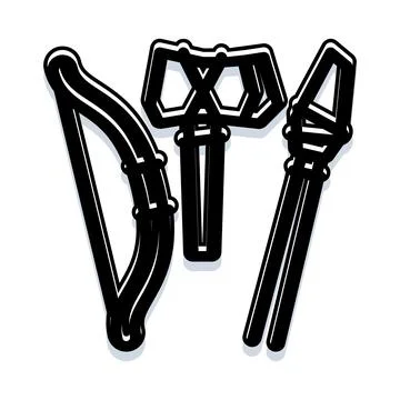 Primitive hunting tools and weapons set 스톡 일러스트