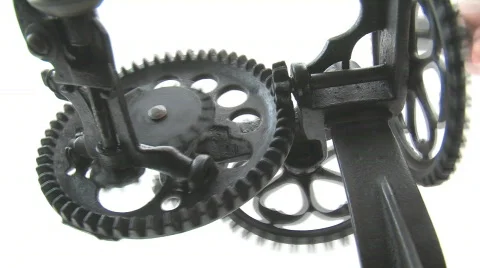 Primitive Machine With Rotating Gears Stock Footage 650707