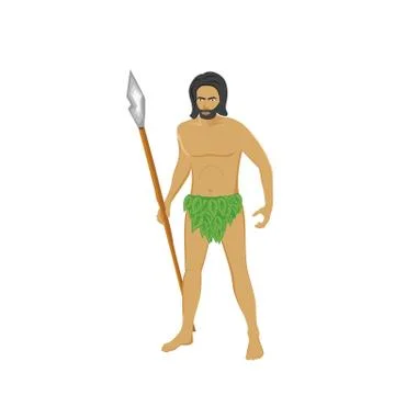 Primitive man holding a spear Ilustração Stock