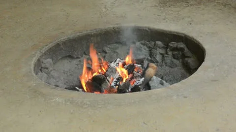 Primitive pit fire Stock Footage 22498613