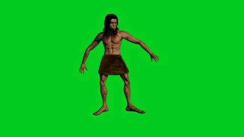 Primitive pre historic man back side shimmy across Video stock 293338838