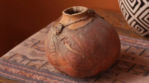 Primitive Primal Gourd Artifact on Display Native American Stock Footage 39012369