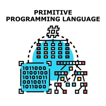 Primitive programming language concept vector illustration 스톡 일러스트