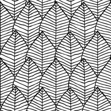 Primitive structure seamless pattern in black and white Stock Illustration