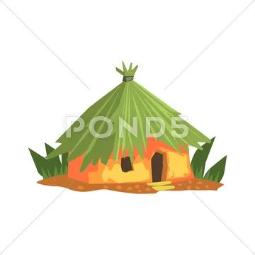 Primitive Tropical Building Jungle Landscape Element Stock Illustration