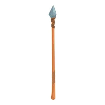 Primitive wooden spear with stone tip for hunting Stock Illustration