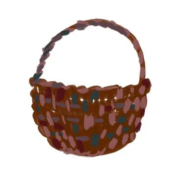 Primitive Woven Basket Stock Illustration