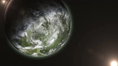 Primordial alien planet with two suns Video stock 165093064