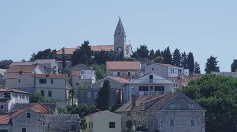 Primosten church tower with clock Stock Footage 45829535