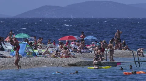 Primosten pebble beach Stock Footage 45824452