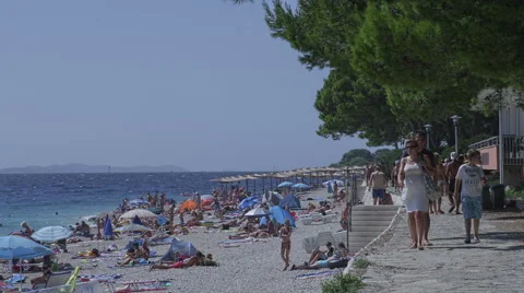 Primosten pebble beach Stock-Footage 45826530